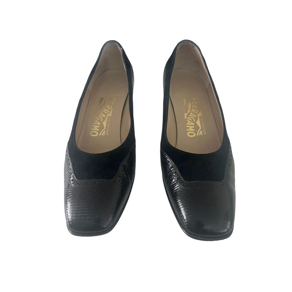 Salvatore Ferragamo Shoes - VINTAGE SALVATORE FERRAGAMO Leather Suede Low Heel Pump 7.5B